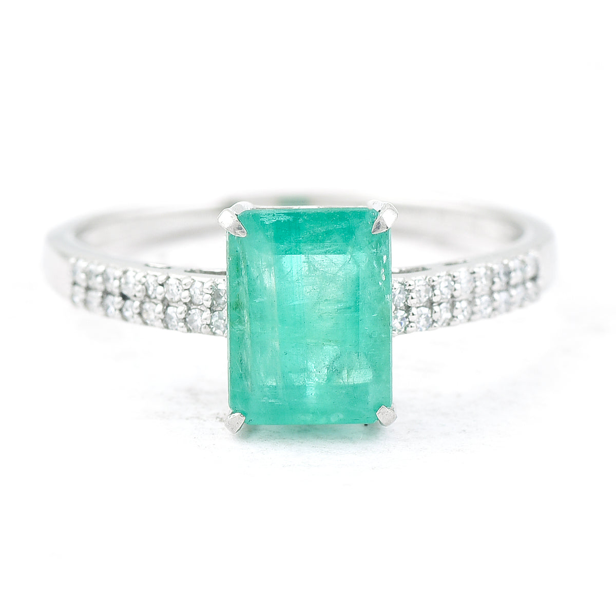 1.60 Ct Octagon Step Cut Natural Emerald 950 Platinum Ring