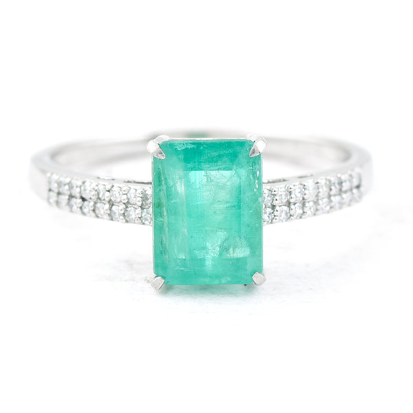 1.60 Ct Octagon Step Cut Natural Emerald 950 Platinum Ring