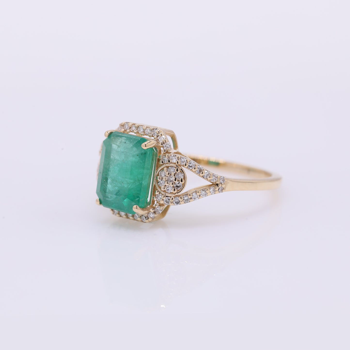 2.48 Ct Octagon Step Cut Natural Emerald 14K Gold Ring