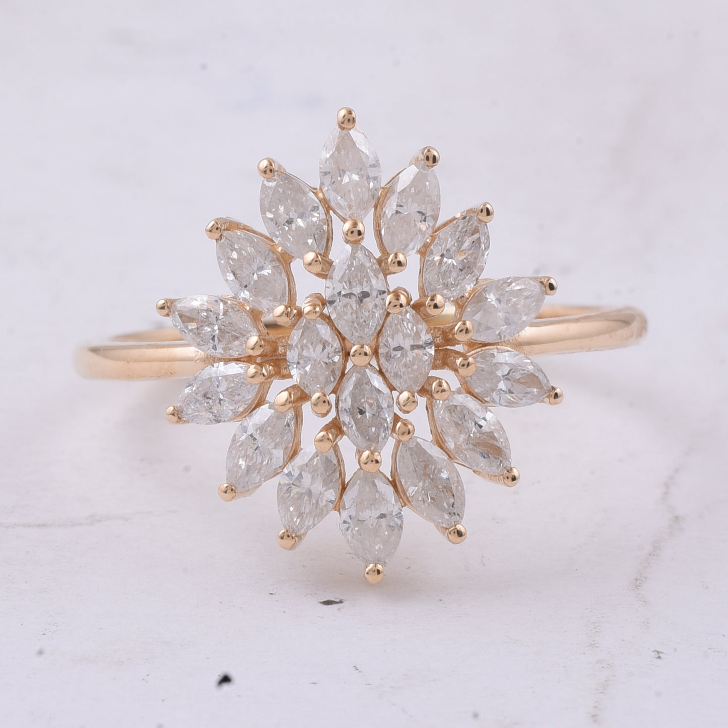 1.02 Ct Marquise Natural Diamond 14K Gold Ring