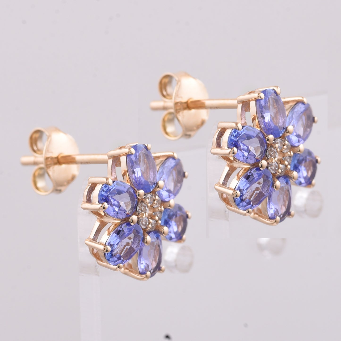 1.71 Ct Oval Natural Tanzanite 14K Gold Earrings