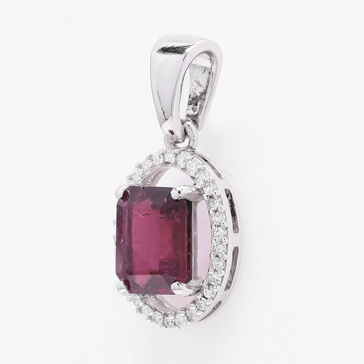 1.14 Ct Octagon Step Cut Natural Rubellite 950 Platinum Pendant