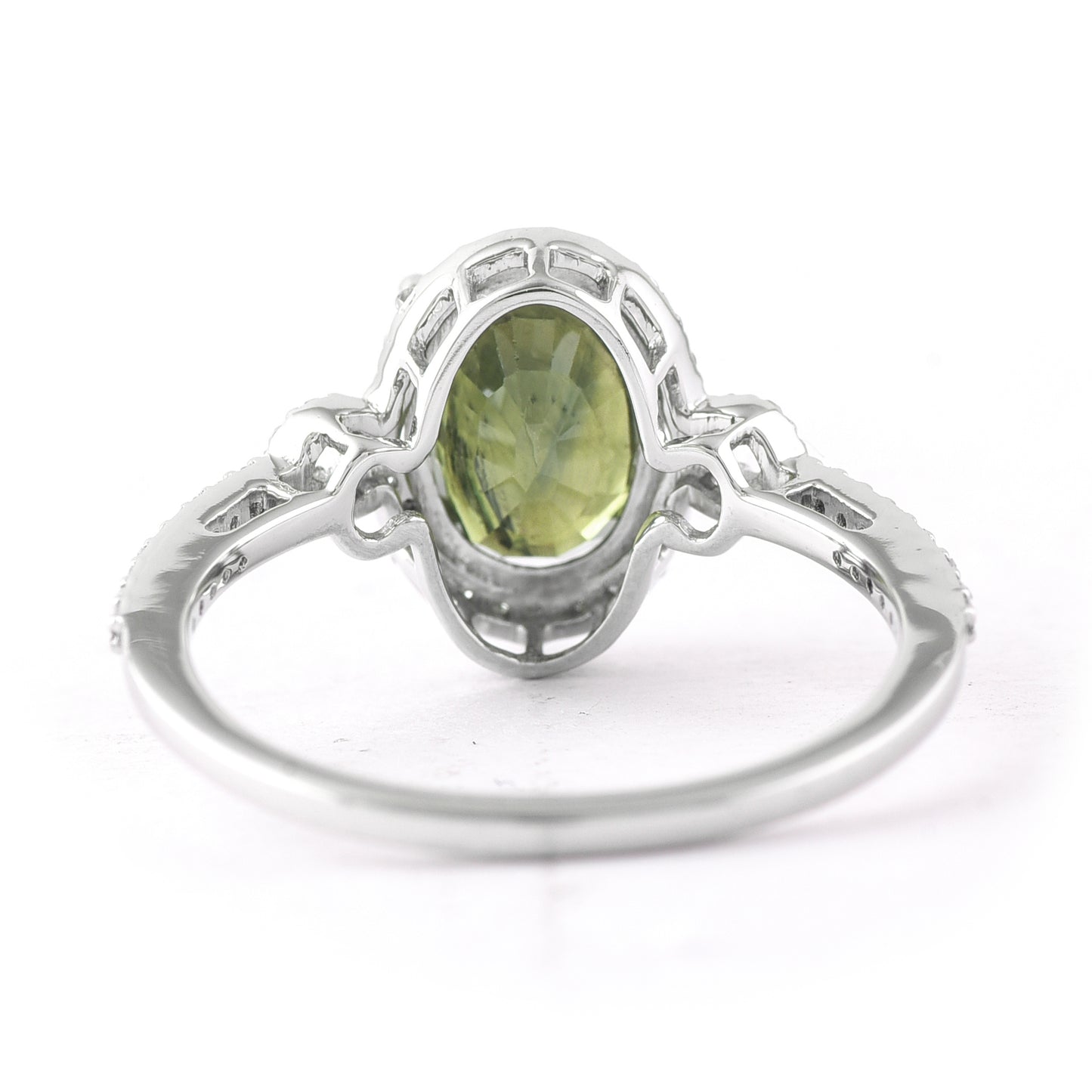 2.95 Ct Oval Mixed Cut Natural Green Sapphire 950 Platinum Ring