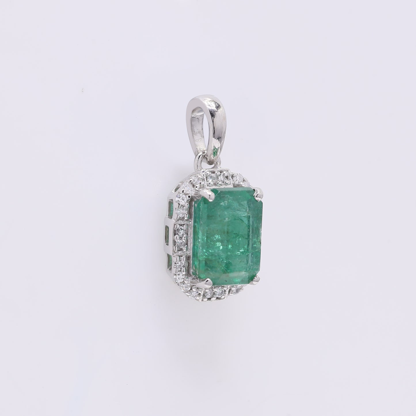 1.89 Ct Octagon Step Cut Natural Emerald 950 Platinum Pendant