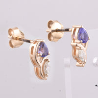 0.32 Ct Pear Natural Tanzanite 14K Gold Earrings