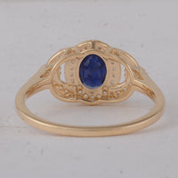 1.32 Ct Oval Blue Sapphire 9K Gold Ring