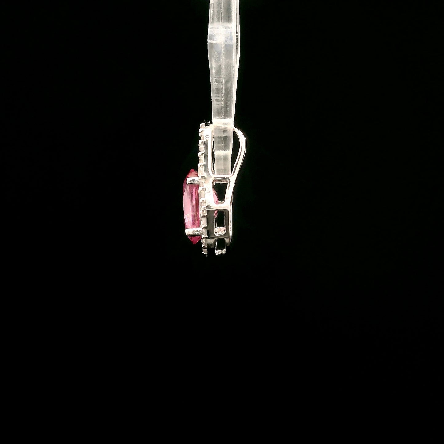 1.82 Ct Oval Pink Topaz, White Zircon 925 Sterling Silver Pendant