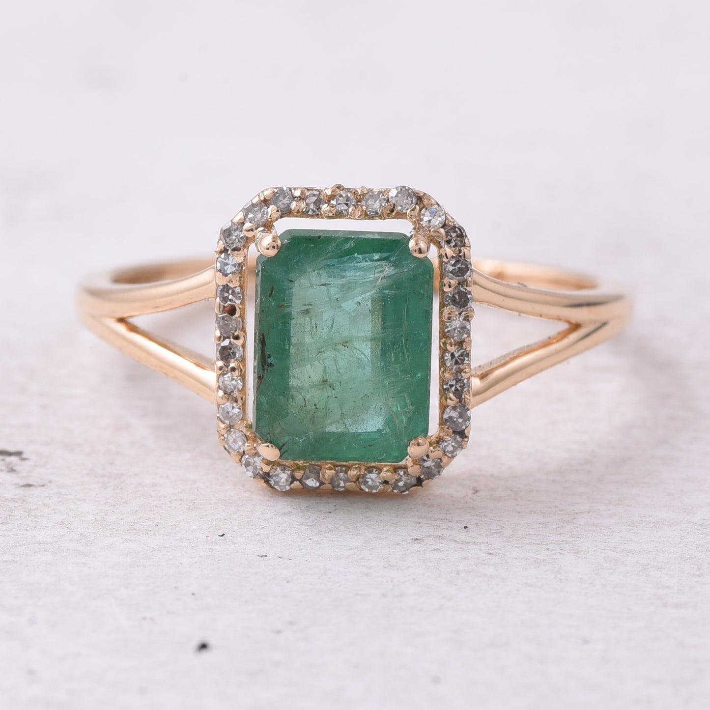 1.56 Ct Octagon Step Cut Natural Emerald 14K Gold Ring