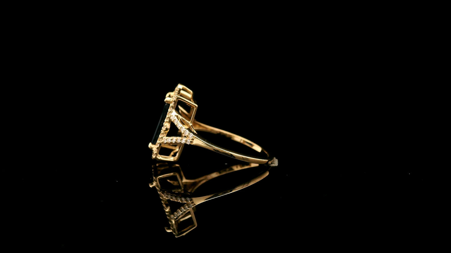 4.08 Ct Octagon Natural Sapphire 14K Gold Ring