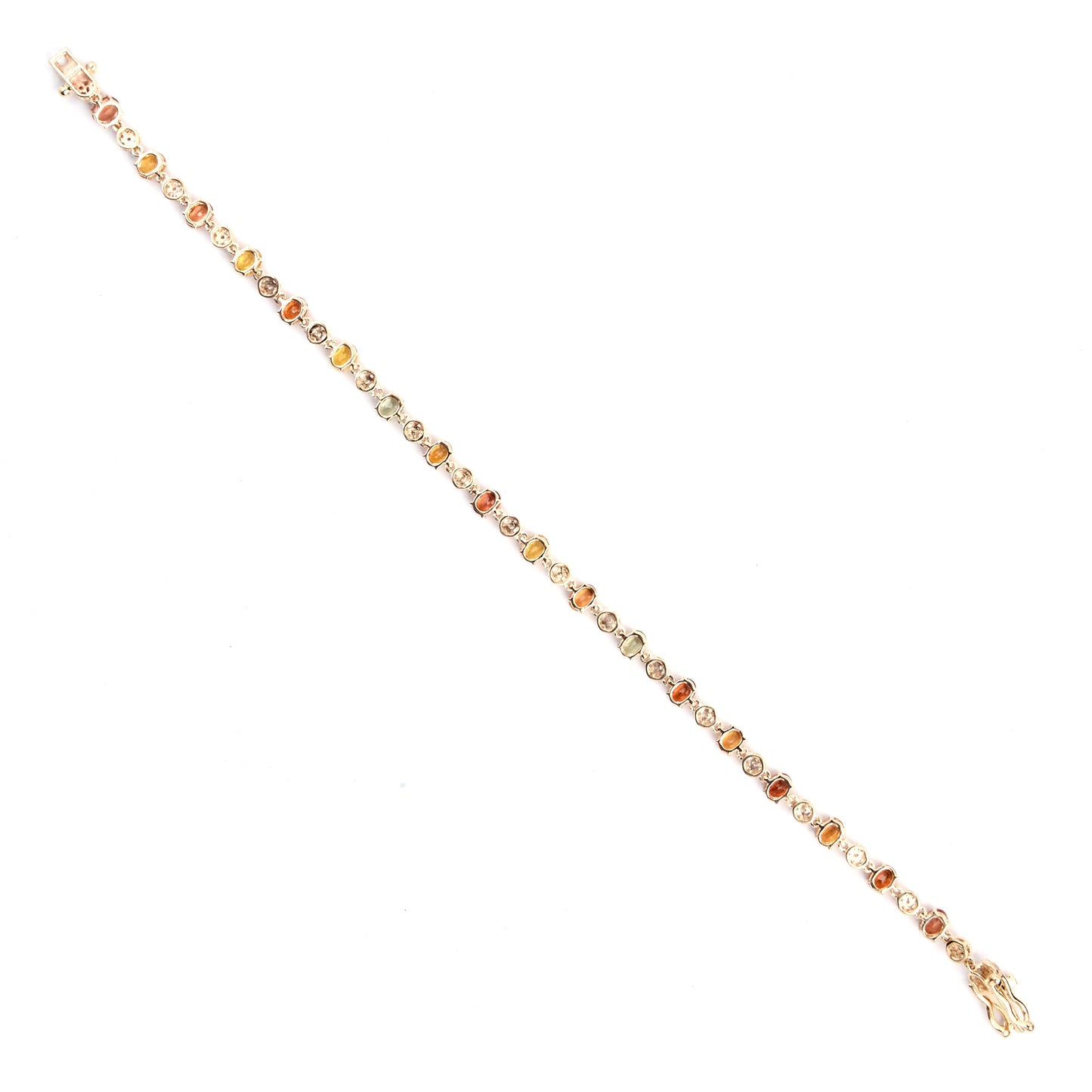 4.47 Ct Oval Multi Sapphire 14K Gold Bracelet