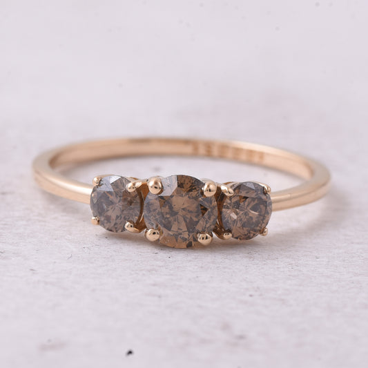 0.90 Ct Round Dark Brown Diamond 14K Gold Ring