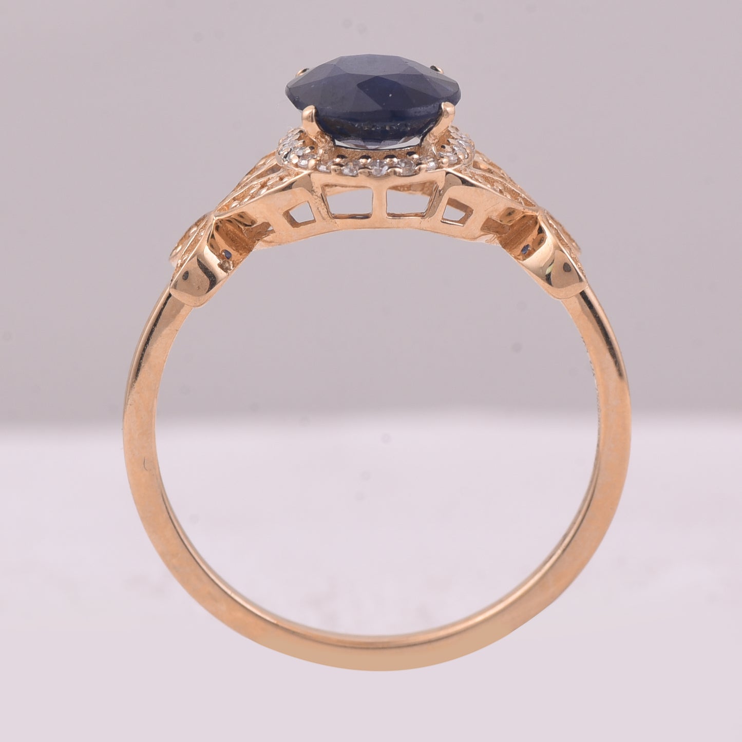 1.71 Ct Oval Mixed Cut Natural Sapphire 14K Gold Ring