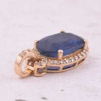 2.42 Ct Oval Mixed Cut Natural Sapphire 14K Gold Pendant