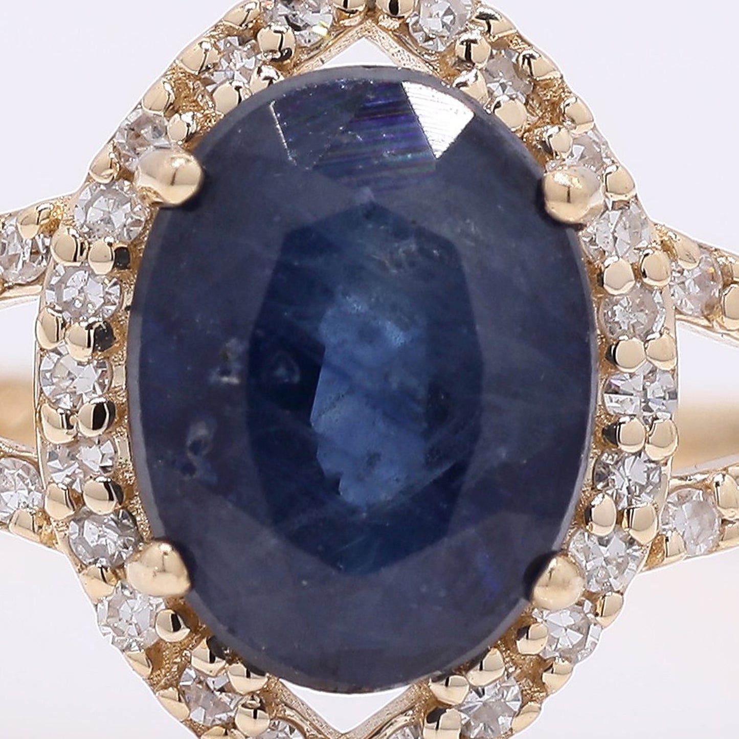 1.95 Ct Oval Mixed Cut Natural Sapphire 14K Gold Ring