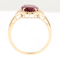 2.90 Ct Oval Mixed Cut Natural Corundum Ruby 14K Gold Ring