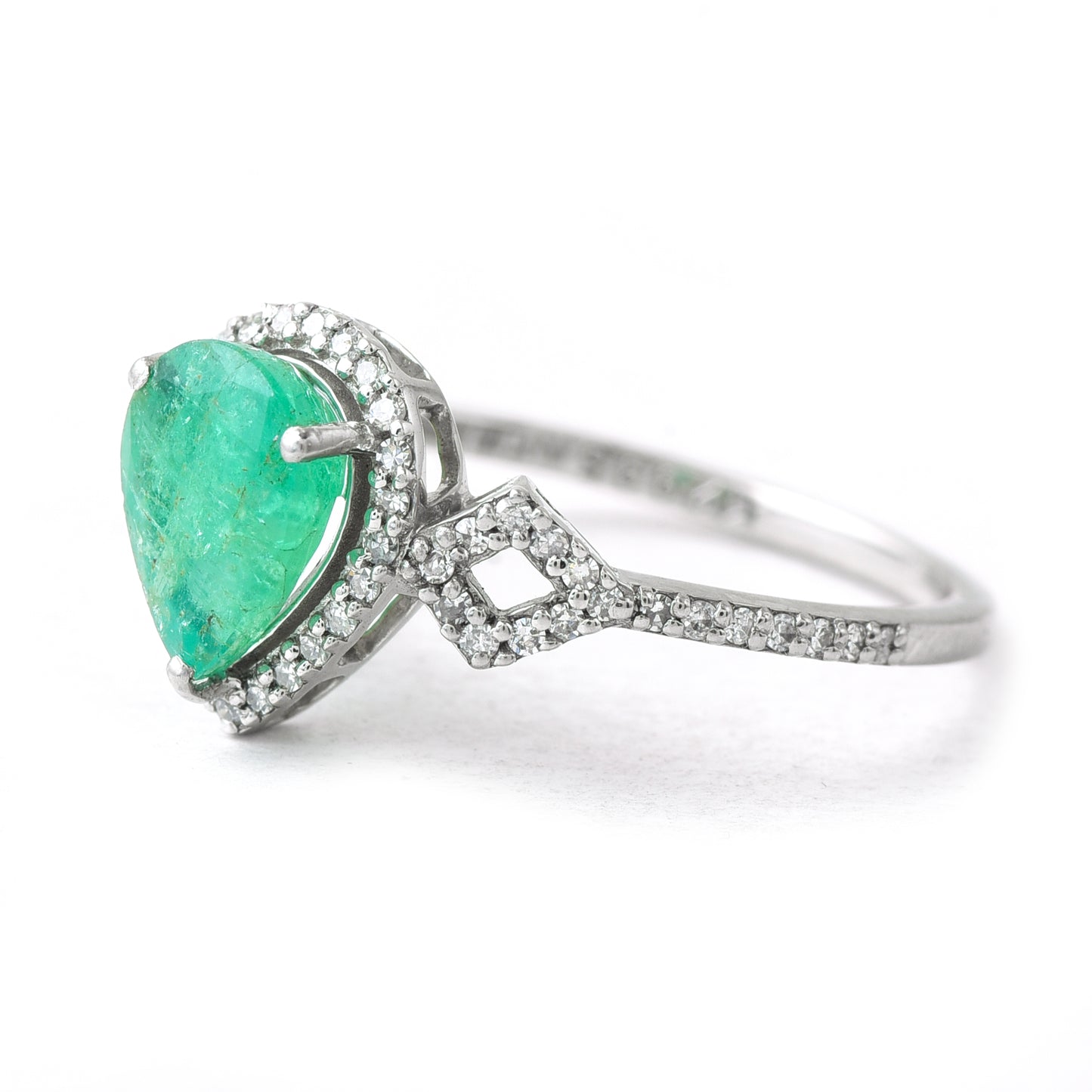 2.80 Ct Pear Mixed Cut Natural Emerald 950 Platinum Ring