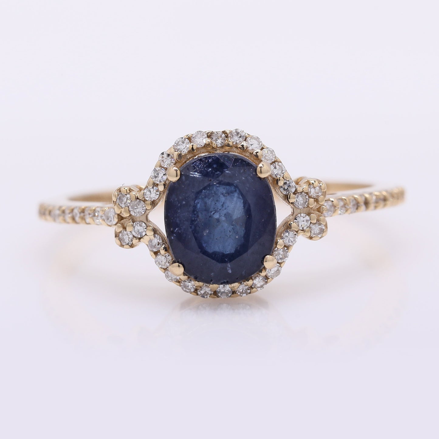 1.98 Ct Oval Mixed Cut Natural Sapphire 14K Gold Ring