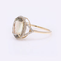 3.91 Ct Oval Mixed Cut Natural Plagioclase Feldspar Sunstone 14K Gold Ring