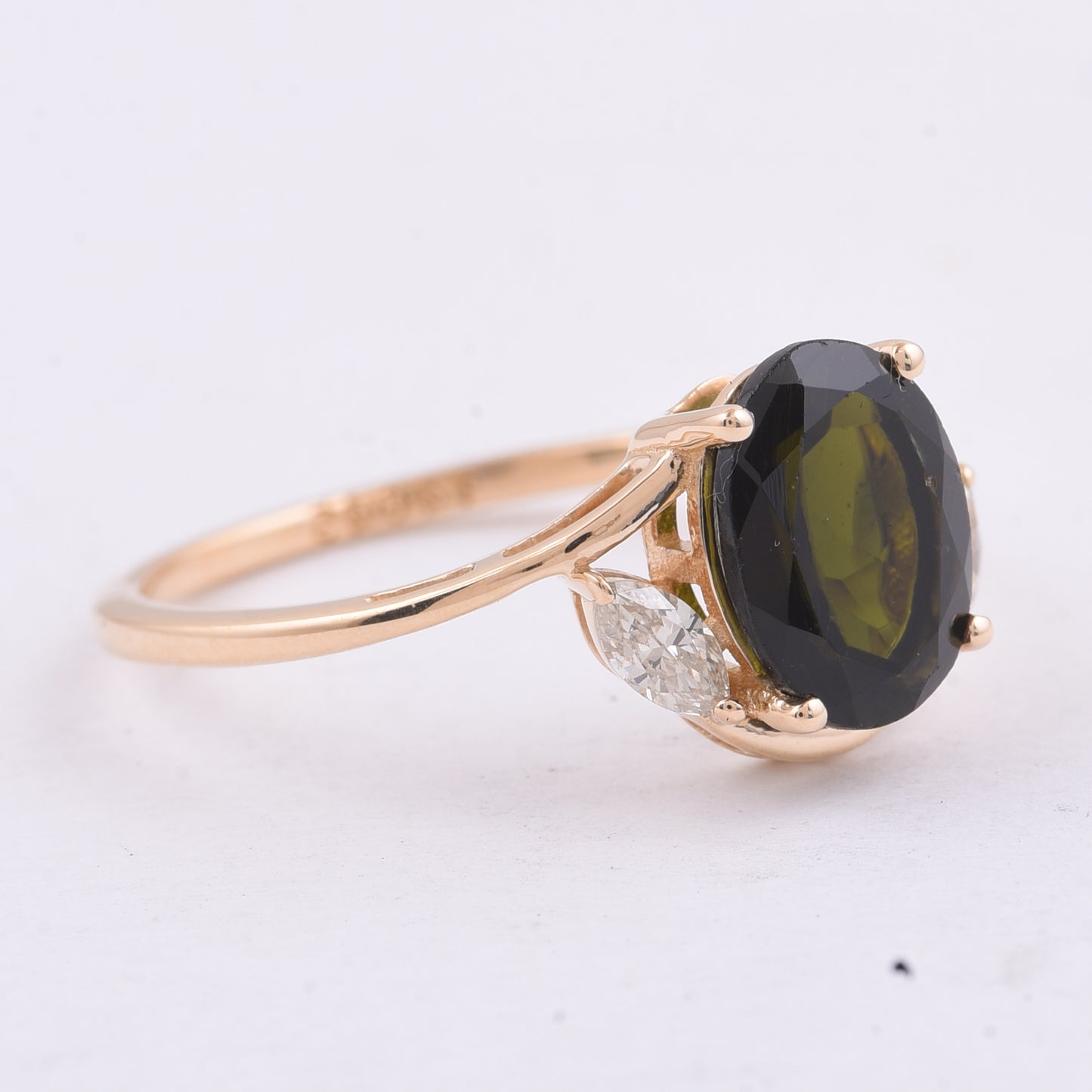 1.89 Ct Oval Natural Green Tourmaline 14K Gold Ring