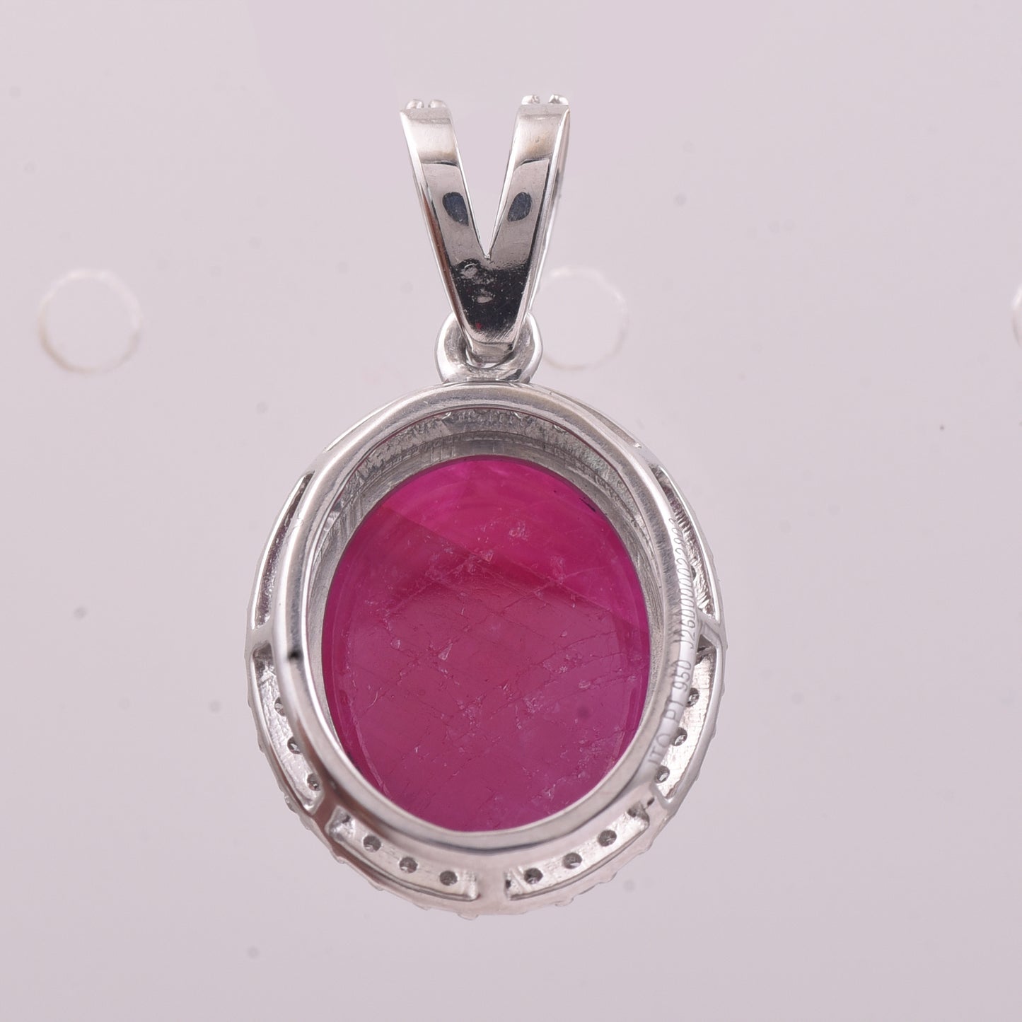 5.43 Ct Oval Cabochon Cut Natural Ruby 950 Platinum Pendant