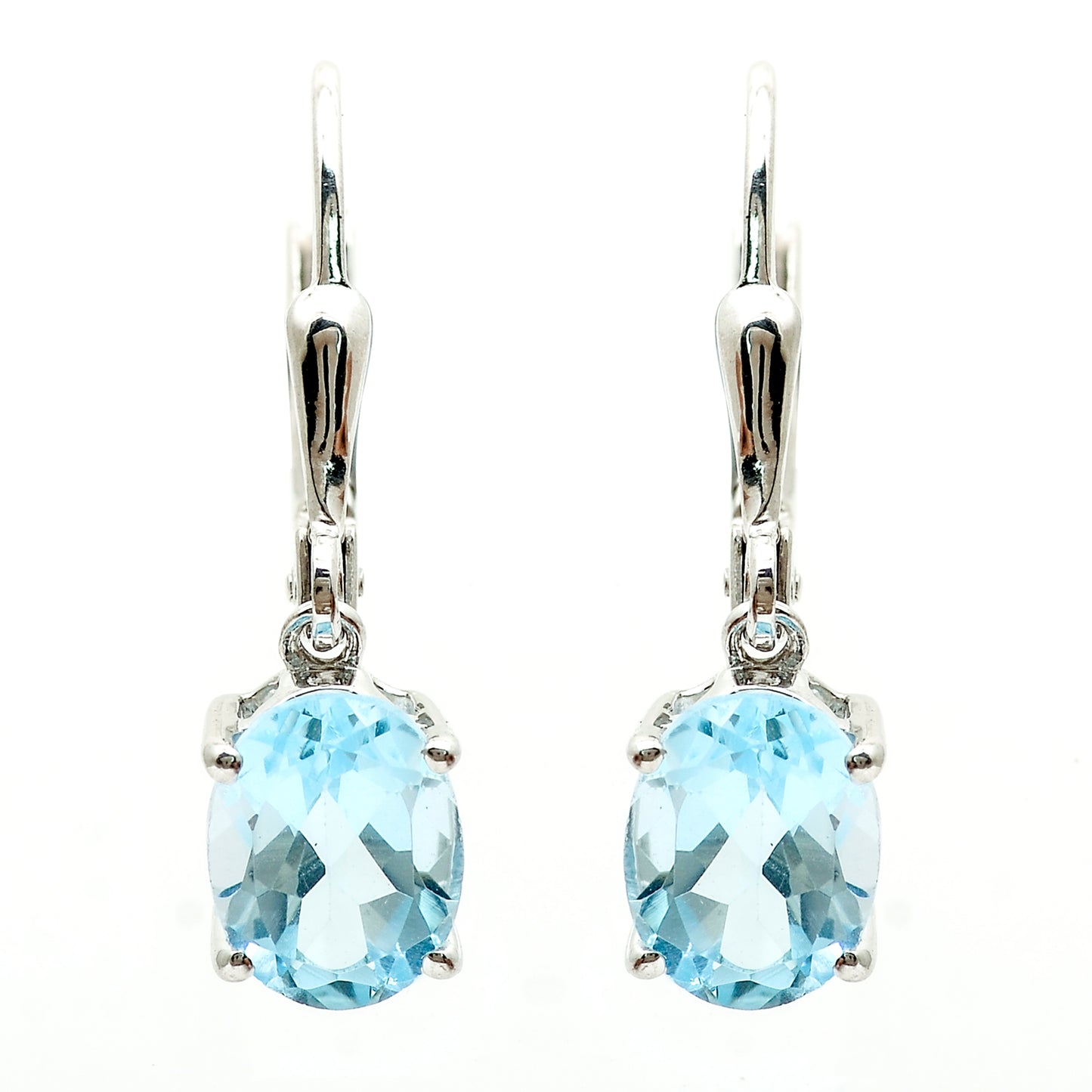 3.30 Ct Oval Blue Topaz 925 Sterling Silver Earrings