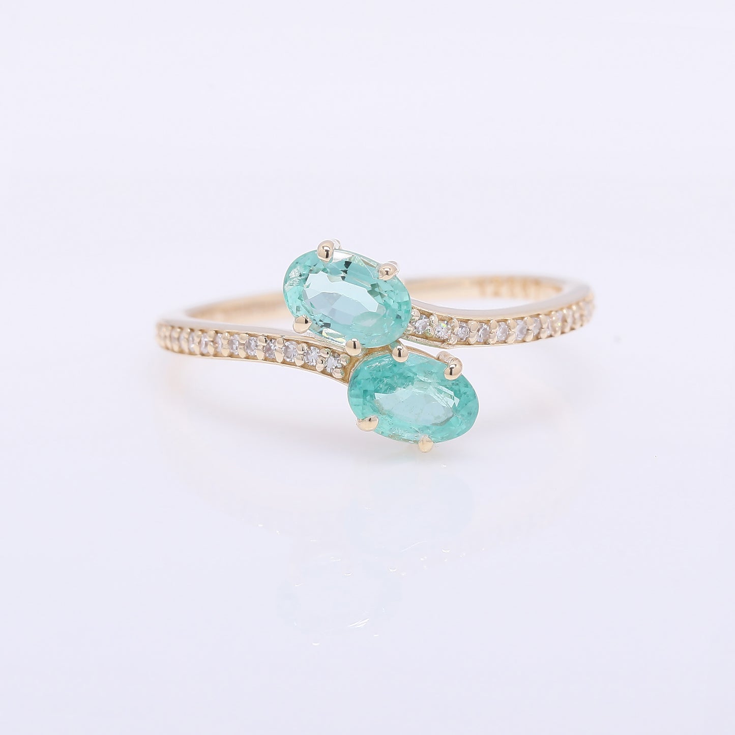 1.07 Ct Oval Mixed Cut Natural Emerald 14K Gold Ring
