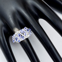 1.87 Ct Marquise Mixed Cut, Round Mixed Cut, Pear Mixed Cut Natural Tanzanite 950 Platinum Ring