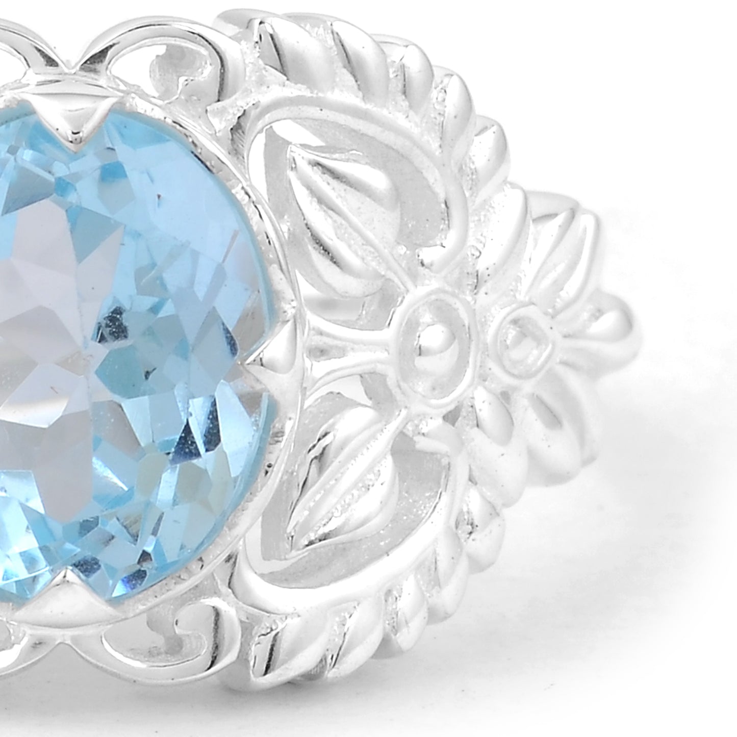 3.14 Ct Oval Blue Topaz, 925 Sterling Silver Ring