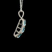 4.62 Ct Octagon Blue Topaz, White Zircon 925 Sterling Silver Pendant