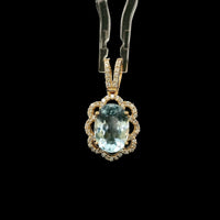 1.98 Ct Oval Mixed Cut Natural Aquamarine 14K Gold Pendant