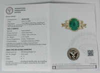 3.45 Ct Oval Cabochon Natural Beryl Emerald 14K Gold Ring