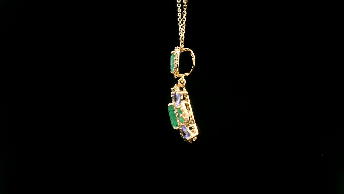 1.91 Ct Octagon Emerald 14K Gold Pendant