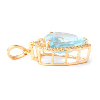 4.06 Ct Triangle Mixed Cut Natural Aquamarine 14K Gold Pendant