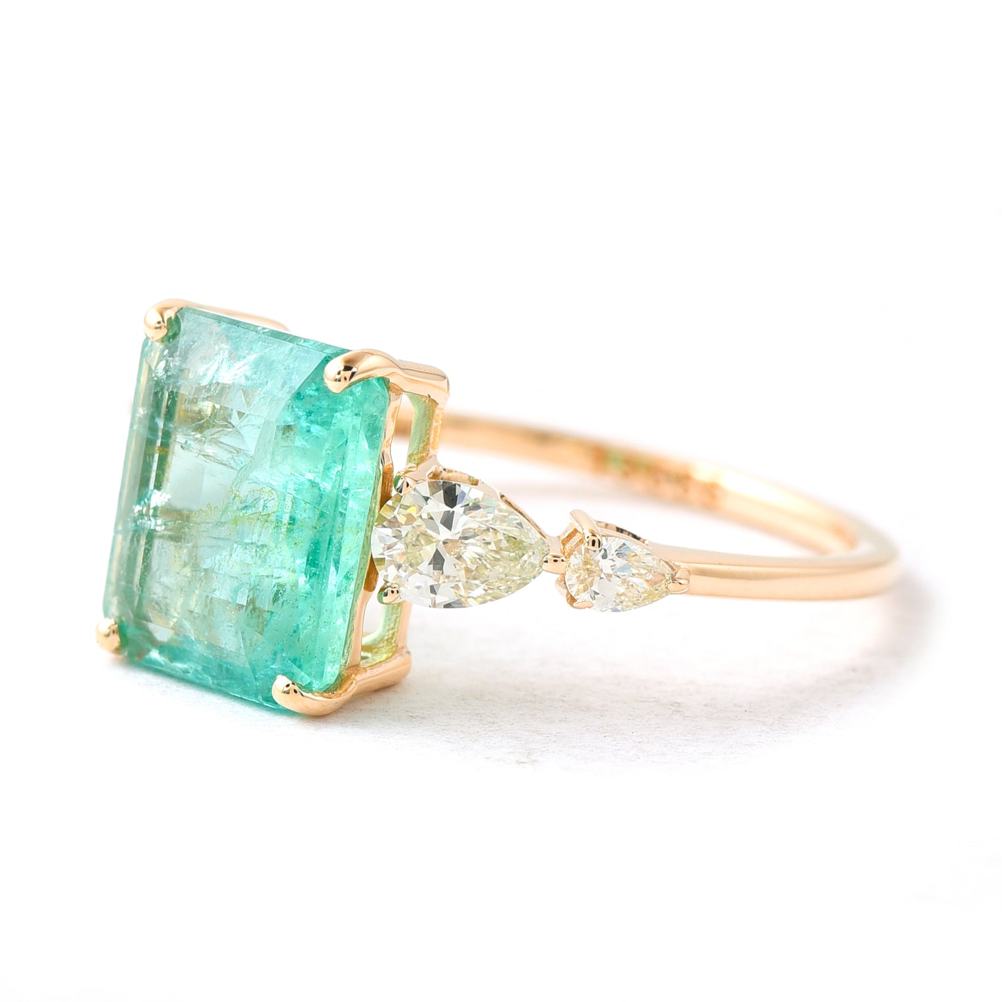 1.51 Ct Octagon Step Cut Natural Emerald 14K Gold Ring