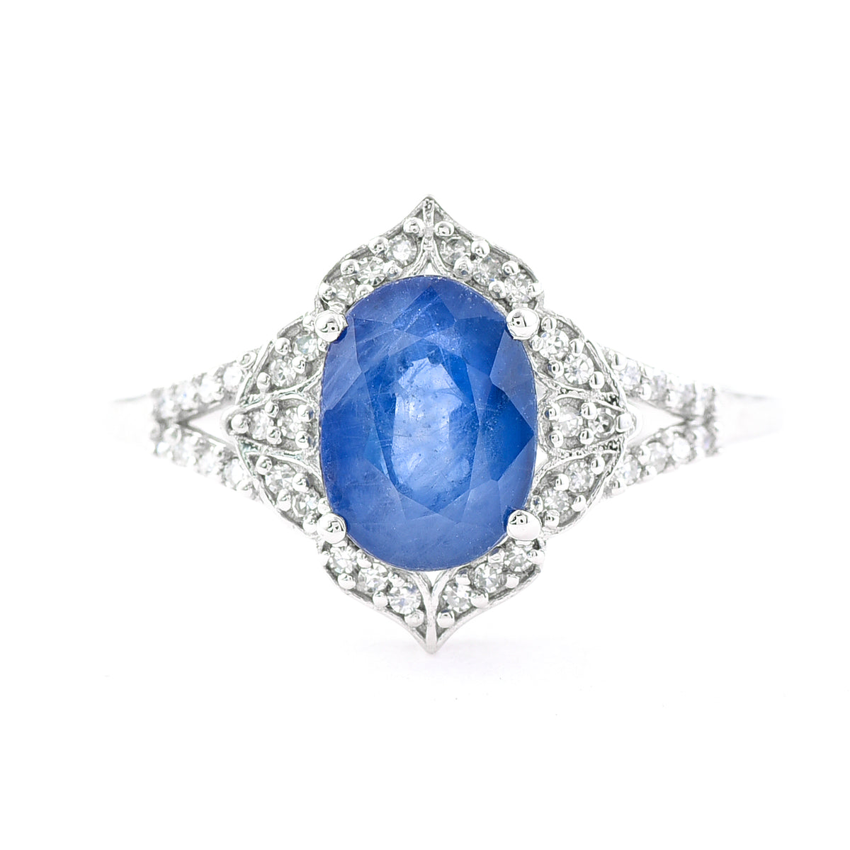 2.07 Ct Oval Mixed Cut Natural Sapphire 950 Platinum Ring