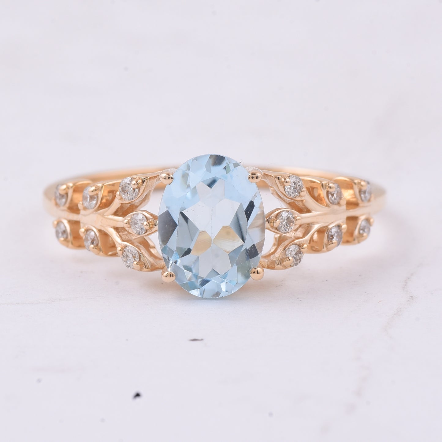 1.42 Ct Oval Natural Topaz 14K Gold Ring