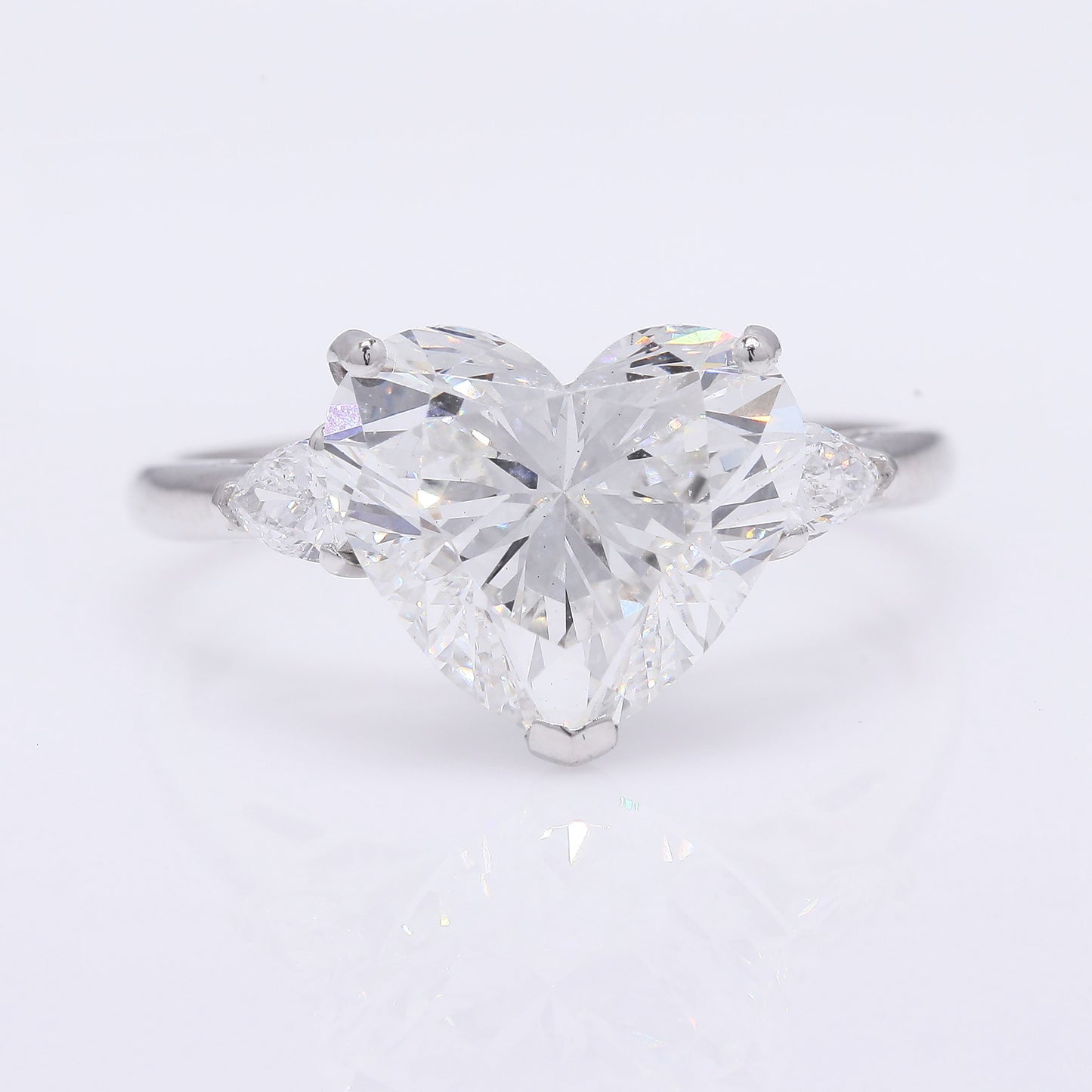 4.22 Ct Heart Brilliant Lab Grown Diamond 950 Platinum Ring
