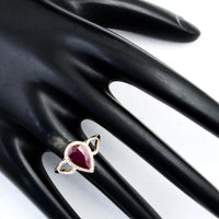 2.21 Ct Pear Mixed Cut Natural Corundum Ruby 14K Gold Ring