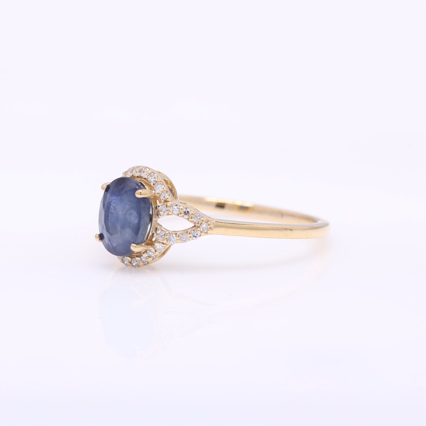 1.43 Ct Oval Mixed Cut Natural Sapphire 14K Gold Ring