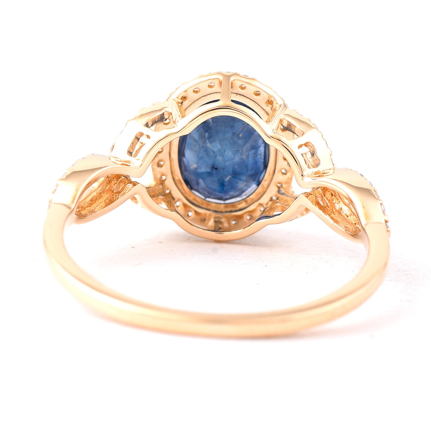 2.49 Ct Oval Mixed Cut Natural Sapphire 14K Gold Ring