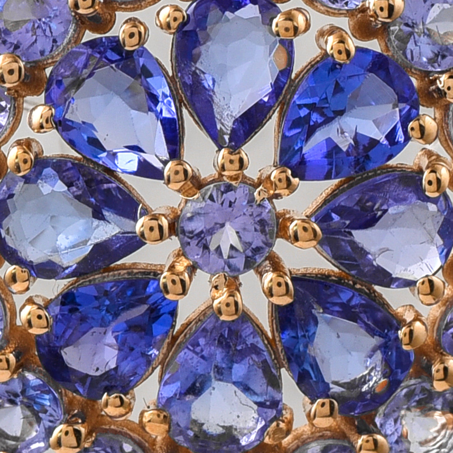 2.65 Ct Round Mixed Cut, Pear Mixed Cut Natural Tanzanite 14K Gold Pendant