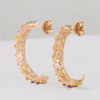 3.12 Ct Marquise Multi Sapphire 14K Gold Earrings