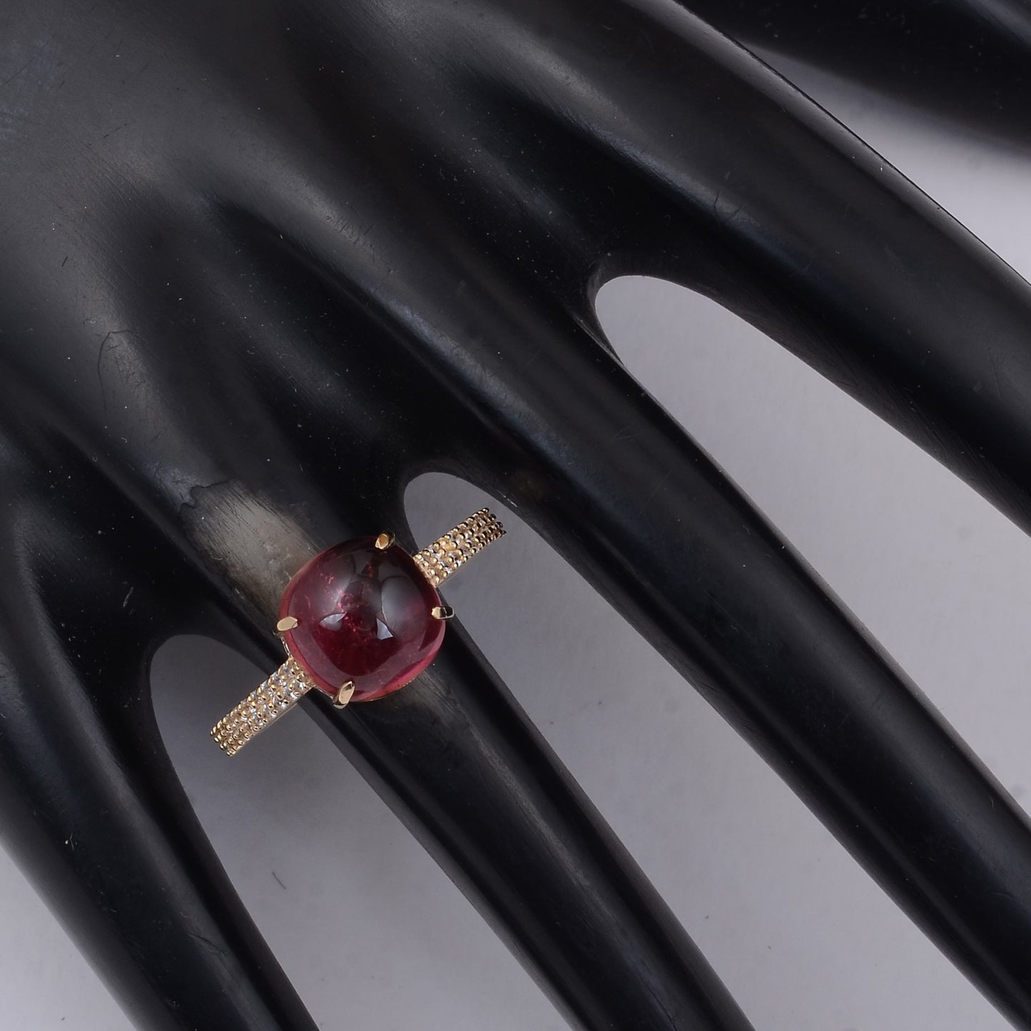 3.47 Ct Cushion Tourmaline 9K Gold Ring