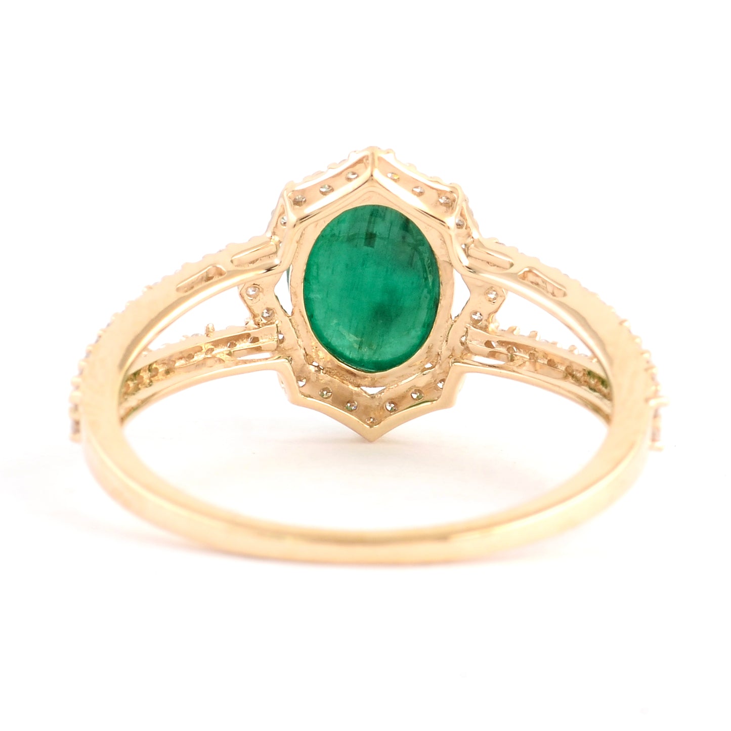 1.75 Ct Oval Cabochon Natural Beryl Emerald 14K Gold Ring