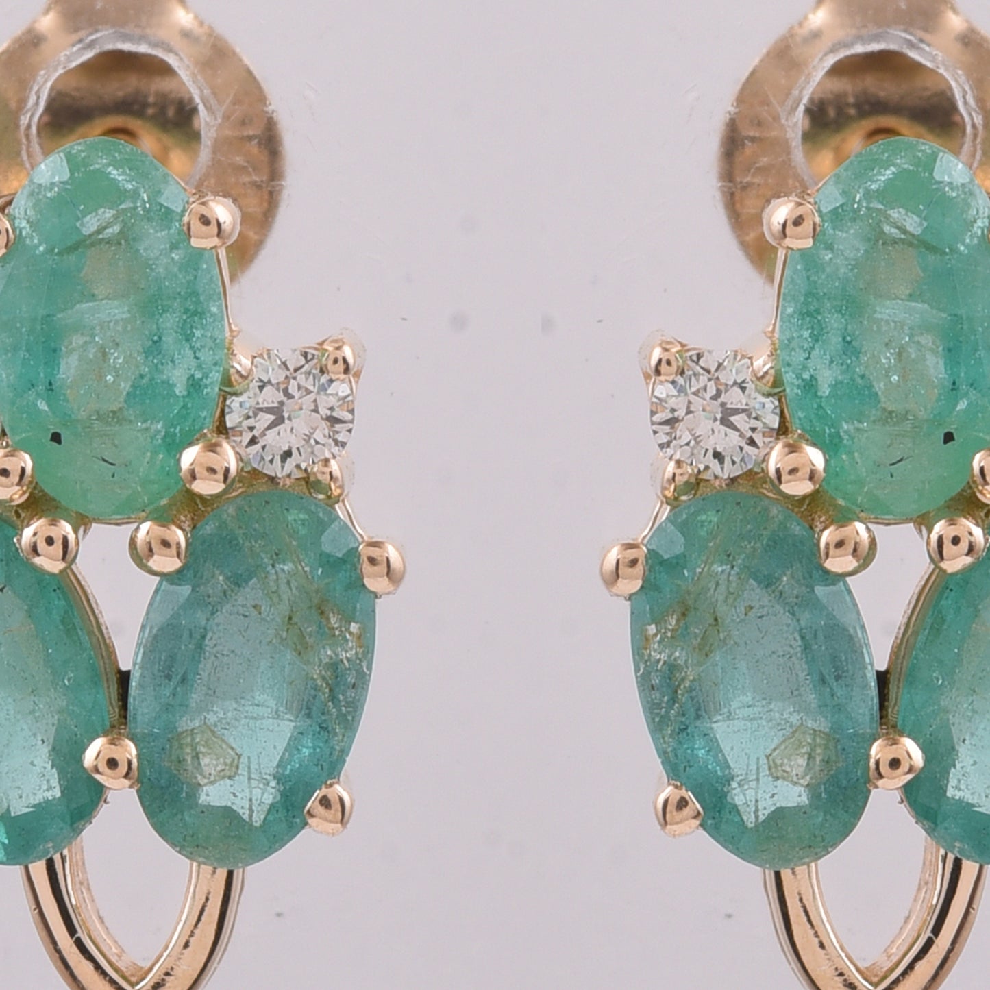 1.53 Ct Oval Natural Emerald 14K Gold Earrings