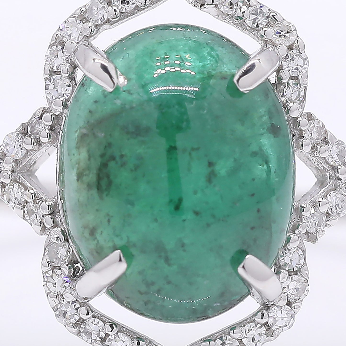 2.90 Ct Oval Mixed Cut Natural Emerald 950 Platinum Ring