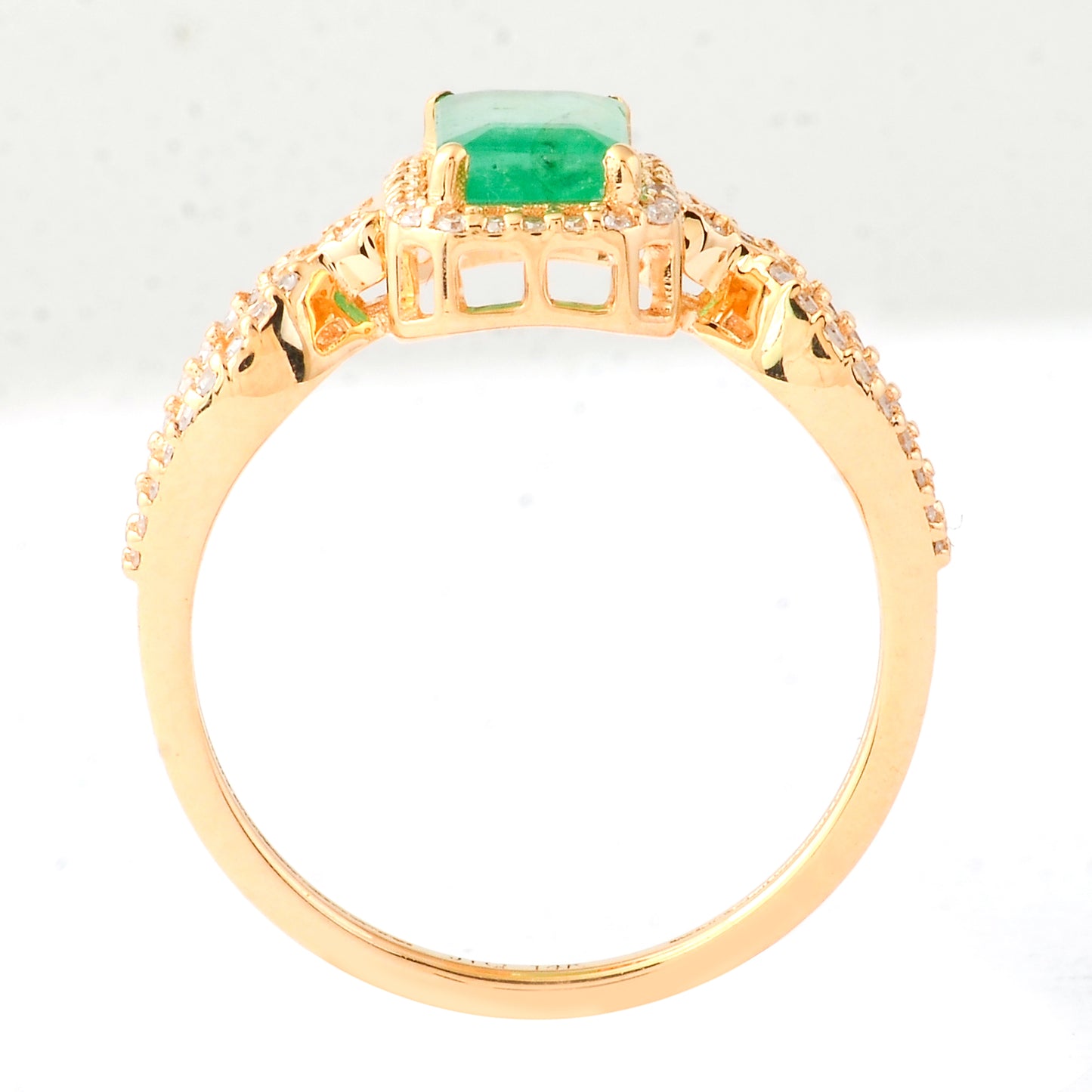 1.06 Ct Octagon Step Cut Natural Emerald 14K Gold Ring