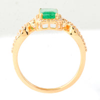 1.06 Ct Octagon Step Cut Natural Emerald 14K Gold Ring