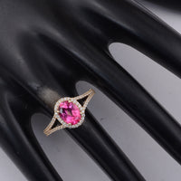 1.91 Ct Oval Pink Topaz 9K Gold Ring