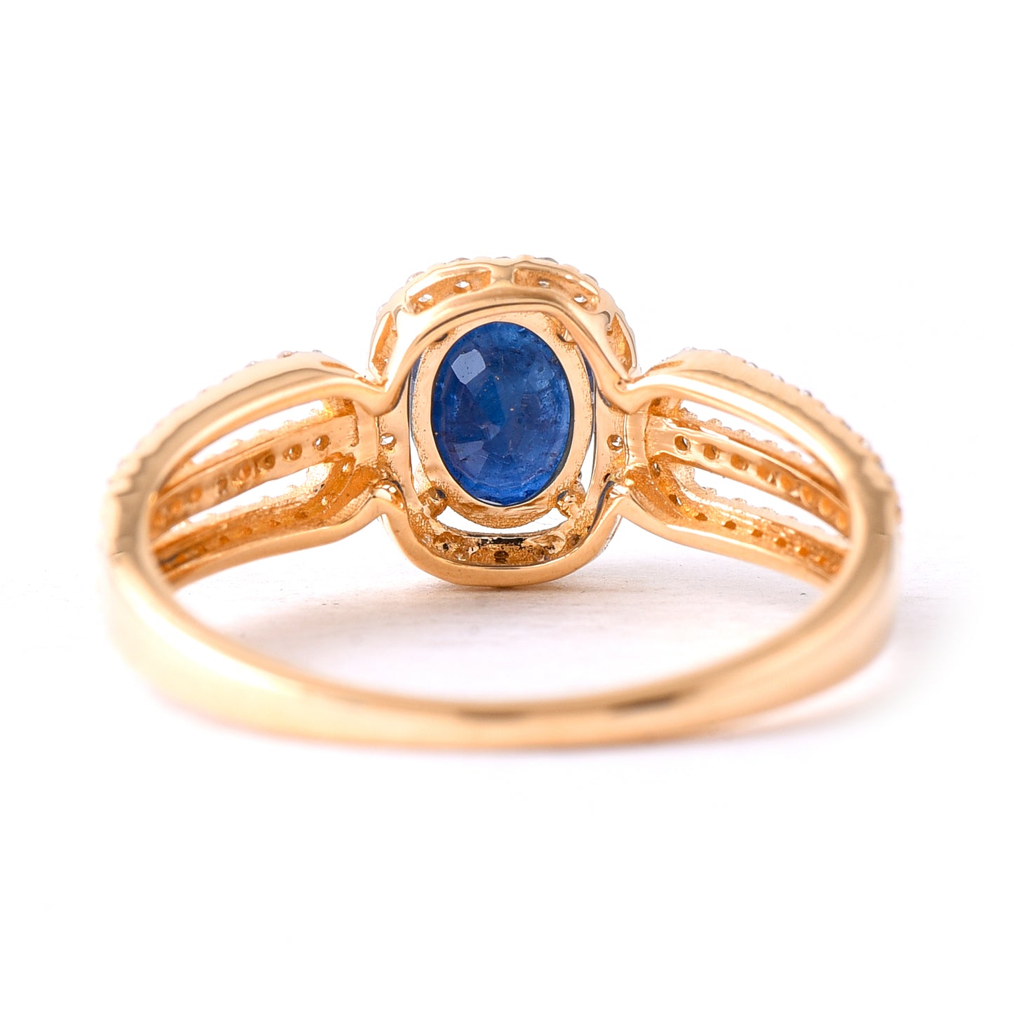 1.37 Ct Oval Mixed Cut Natural Sapphire 14K Gold Ring
